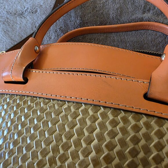 Dooney & Bourke Woven Embossed Satchel Crossbody Leather Coral Gold - Picture 8 of 16